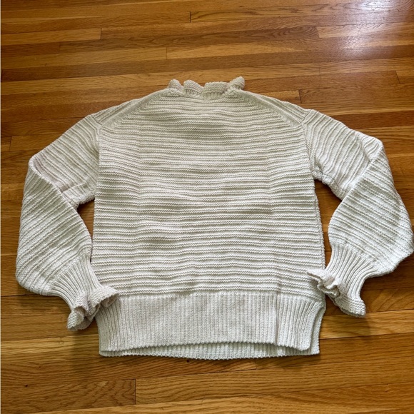 Madewell Ruffle-Neck Pullover Sweater in Cotton-Merino Yarn - Picture 6 of 9